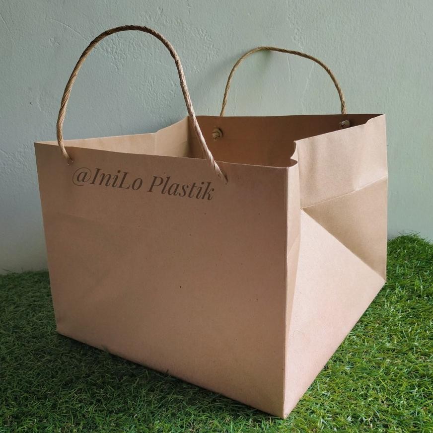 

ad-77 Ur37 @12pcs Shopping Bag 20+25x25 / Paper Bag Kraft Polos Hemat Termurah