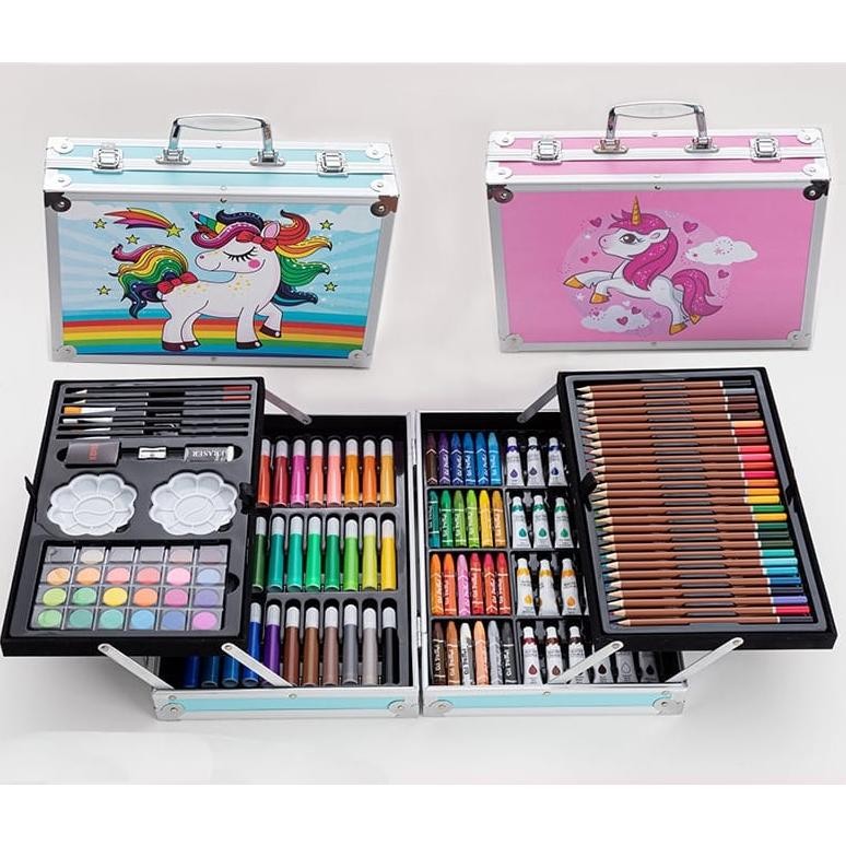

WD CRAYON SET 145PCS KOPER ALUMINIUM BESI KRAYON PENSIL WARNA 145 PCS BOX ALAT LUKIS ANAK KOPER SET