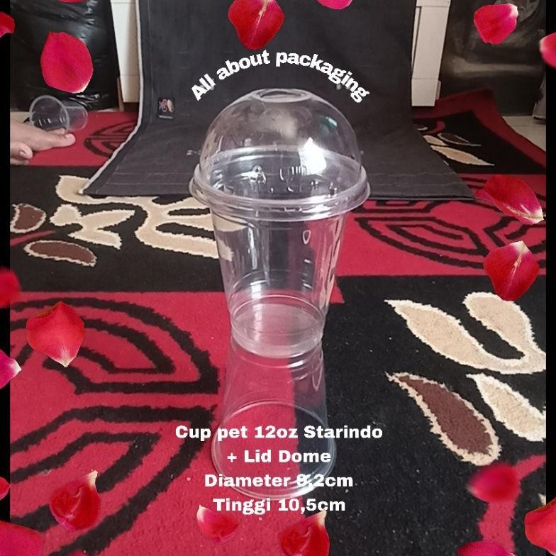 Bisa Cod Cup Pet Uk 12Oz + Strawless Sjp  / Gelas Plastik Pet 12Oz + Strawless Starindo ||