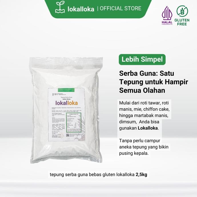 

Murah Tepung Serba Guna Bebas Gluten Lokalloka 2,5 Kg Pengganti Terigu