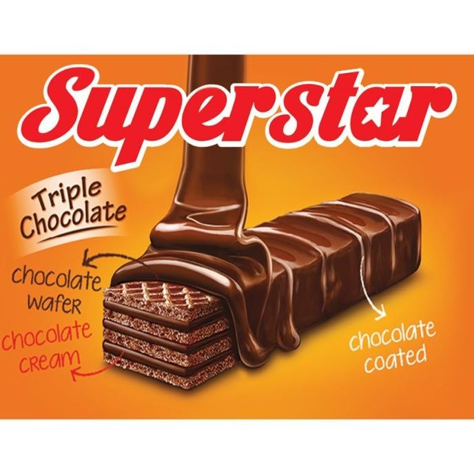 

Sale Wafer Superstar Triple Chocolate | Cokelat - 16 Gr (Harga 6 Box)