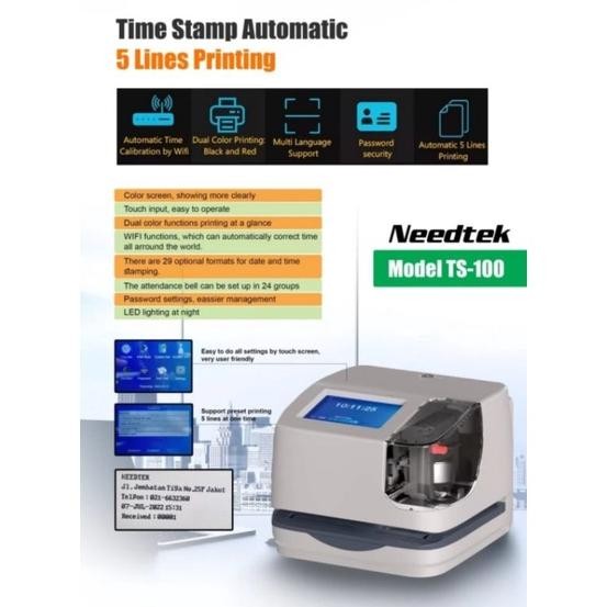 

uk-12 Ok75 Timestamp NEEDTEK TS100 Automatic Time and Date Stamp 5 Line TS 100 Termurah Viral