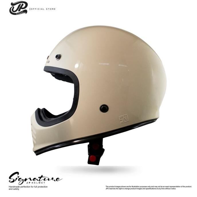 '' Helm JP Retro Signature Solid White Cream Gloss/Black ''