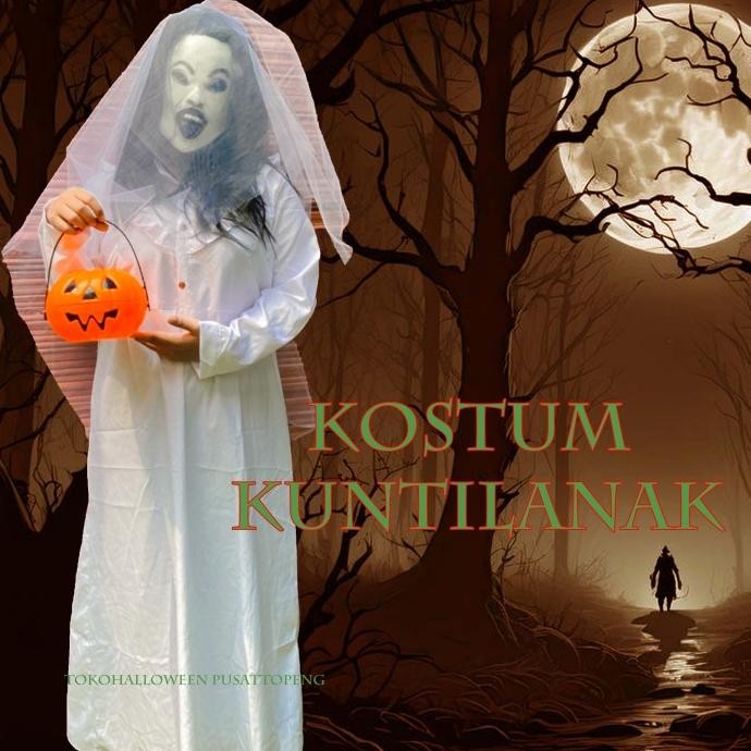 TERMURAH KOSTUM KUNTILANAK HANTU INDONESIA HALLOWEEN