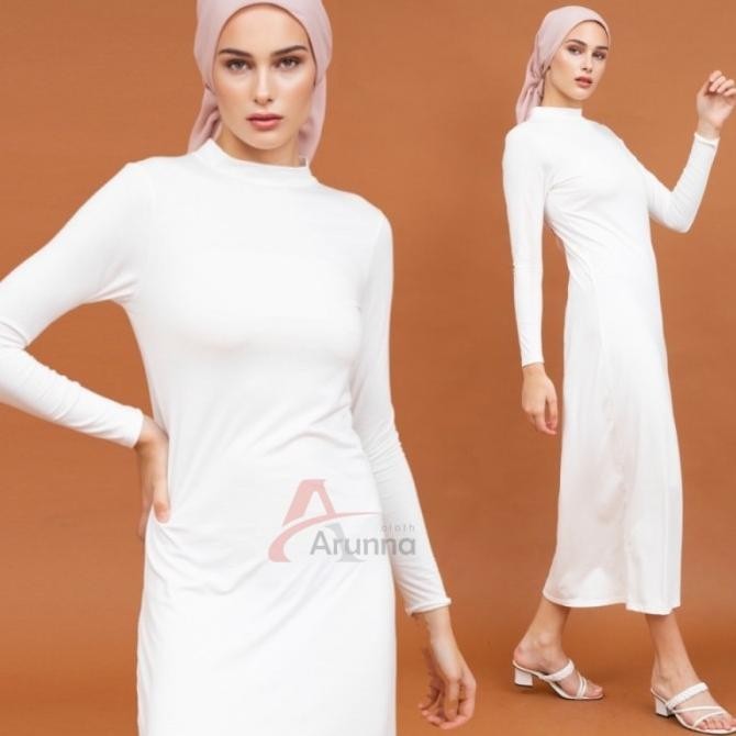Inner Dress Lengan Panjang Manset Gamis Daleman Kaftan Spandek Jersey Ready