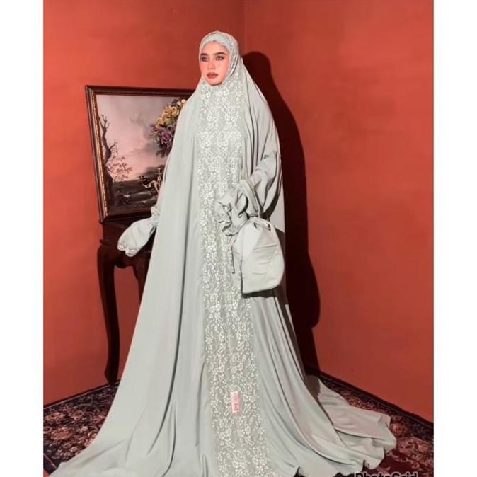 Sale Mukena Terusan Silk / Mukena Lajuran / Mukenamewah / Mukena Silk Premium