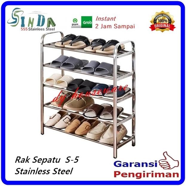 Rak Sepatu Rak Sandal Susun Stainless 5 Susun Full Stainles Kokoh