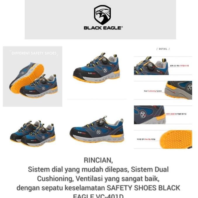 Miliki Sepatu Safety Sport Black Eagle Safety Shoes Fastract Dial System