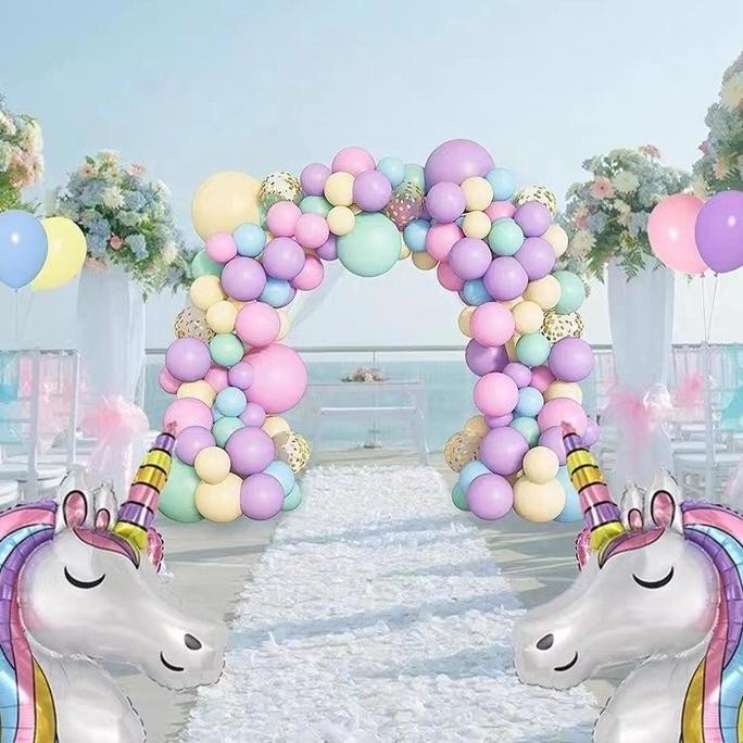 Set Balon Macaron Unicorn Perlengkapan Karangan Bunga Pesta Ulang Tahun Dekorasi Selamat Ulang Tahun