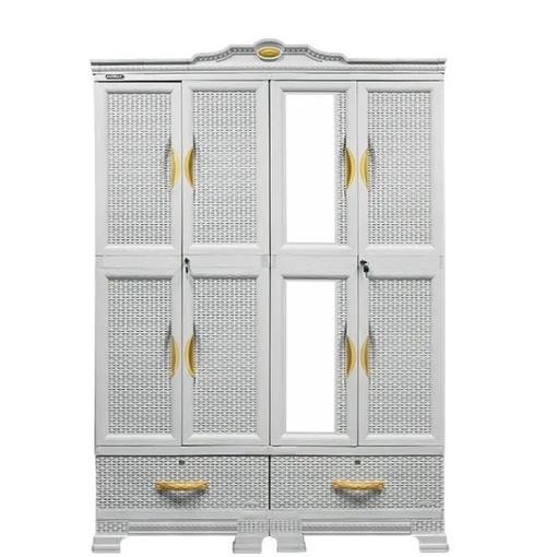 LEMARI PAKAIAN 4 PINTU NAPOLLY CABRO- 466.22 DK GANTUNGAN ROTAN PUTIH