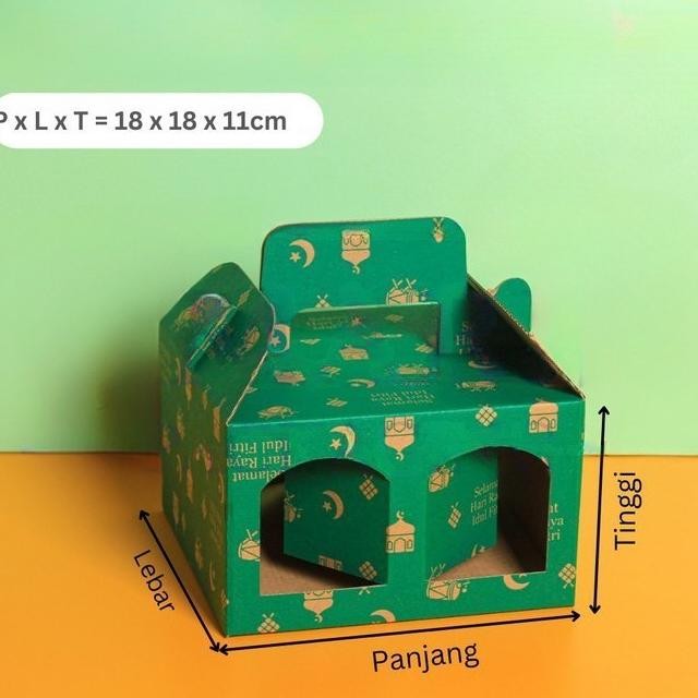 

10 Pcs Dus Jinjing Lebaran isi 4 Toples Jar 500ml Box Idul Fitri Hampers packaging eid mubarak uk 18 x 18 x 11cm
