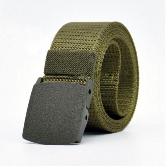 Ori - Sabuk Gesper Ikat Pinggang Army Belt Webbing Canvas Polos Pria Wanita Hitam ikat  pinggang
