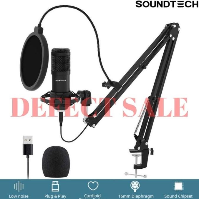 (Defect Sale) Soundtech Usb Microphone Mic Condenser Recording Streami