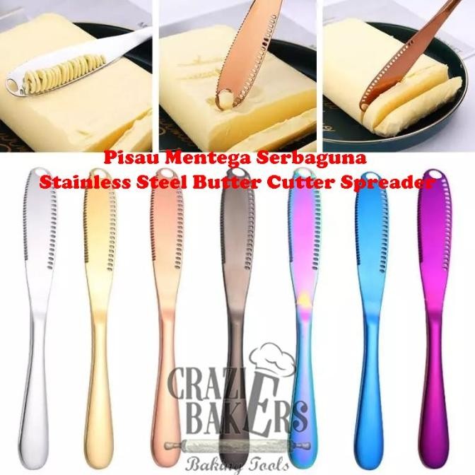 Pisau Mentega Serbaguna Stainless Steel Butter Cutter Spreader Berkualitas