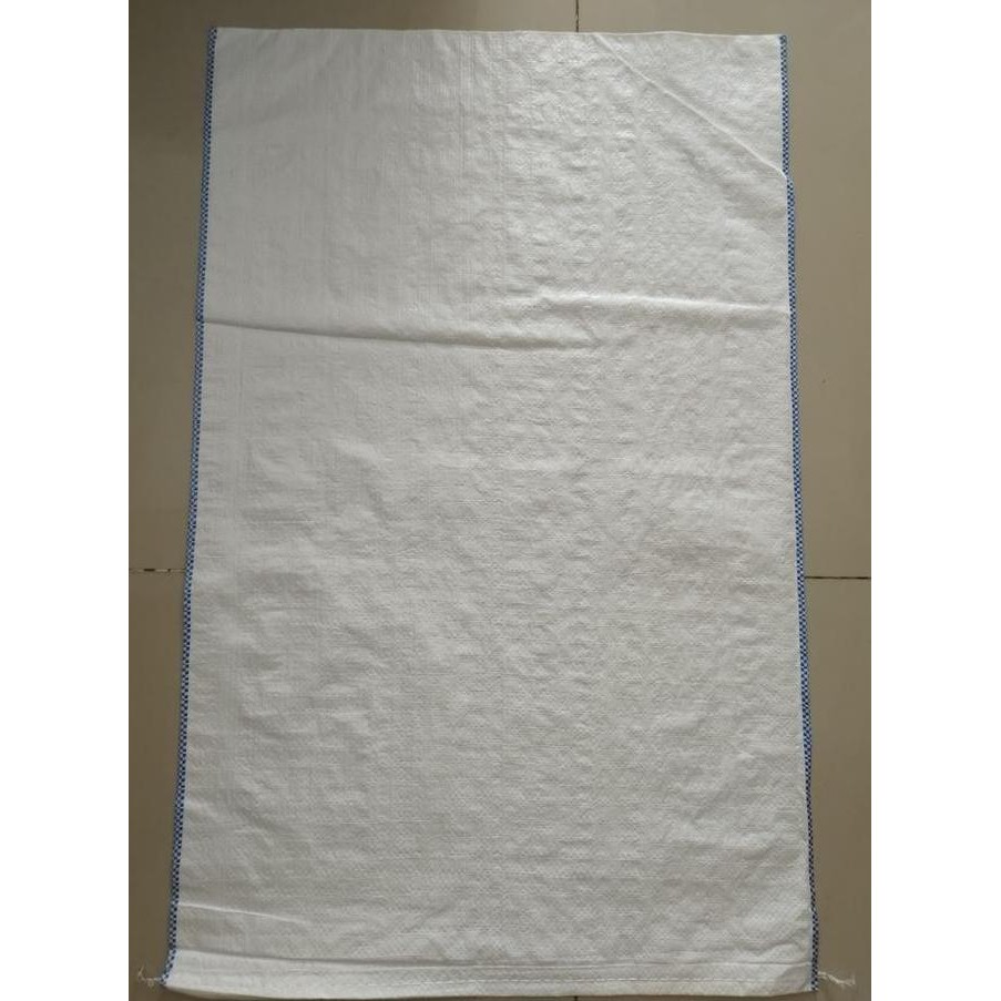 

(PAKET ISI 10) KARUNG PLASTIK UNTUK 50 KG BERAS "56X90 CM" PUTIH LIST BIRU PINGGIR nUg