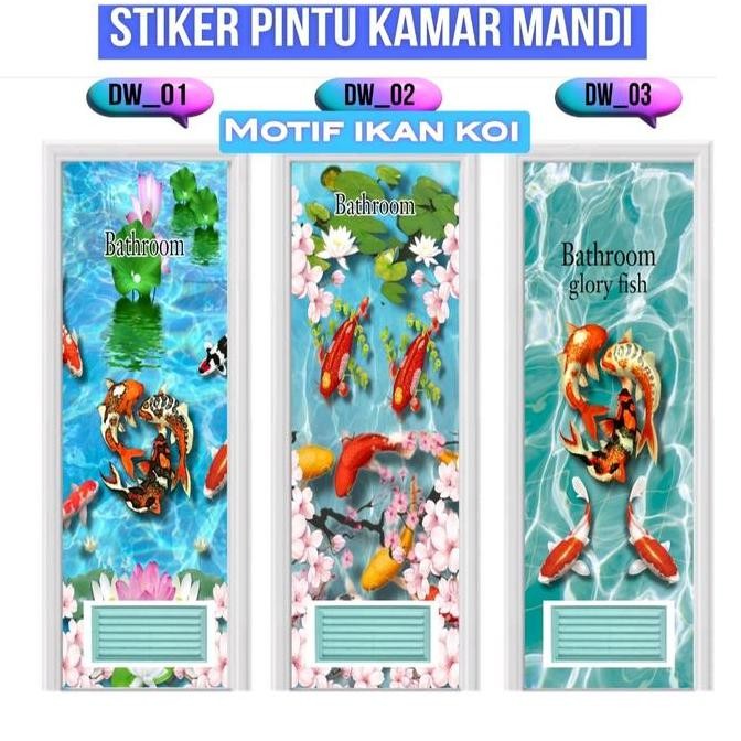 TERBARU STIKER PINTU KAMAR MANDI MOTIF IKAN KOI MEWAH