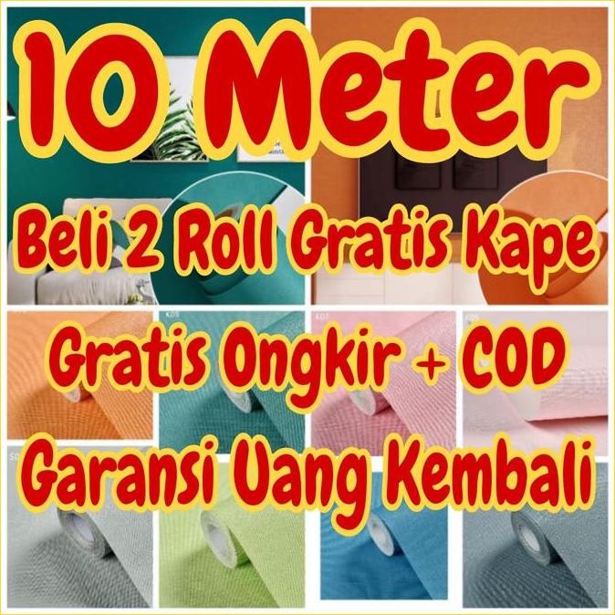 TERBARU WALLPAPER DINDING 10 M 10 METER 45 CM X 10 M MOTIF POLOS ABU EMBOS GOLD POLOS HITAM PUTIH HI