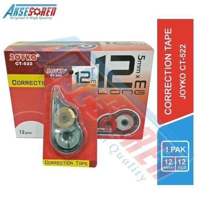 

ASLI TIP EX KERTAS PITA JOYKO [CT-522/1 BOX] / CORRECTION TAPE X ROLL 1 BOX