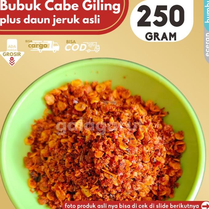 

Cabe Bubuk Kasar Daun Jeruk isi 250gram nUg