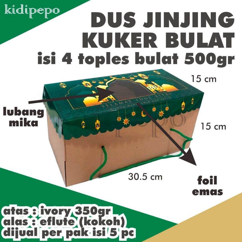 

DUS JINJING IDUL FITRI EFLUTE KUKER BULAT 500GR 4 TOPLES (ISI 5)