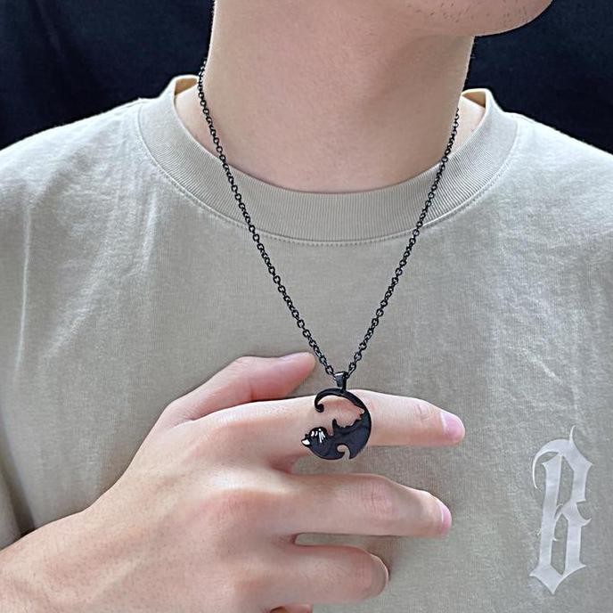 BIG SALE OLEVS KALUNG COUPLE HIASAN COUPLES NECKLACE BENTUK KITTEN CINTA MODEL GX1597 PERHIASAN STAI