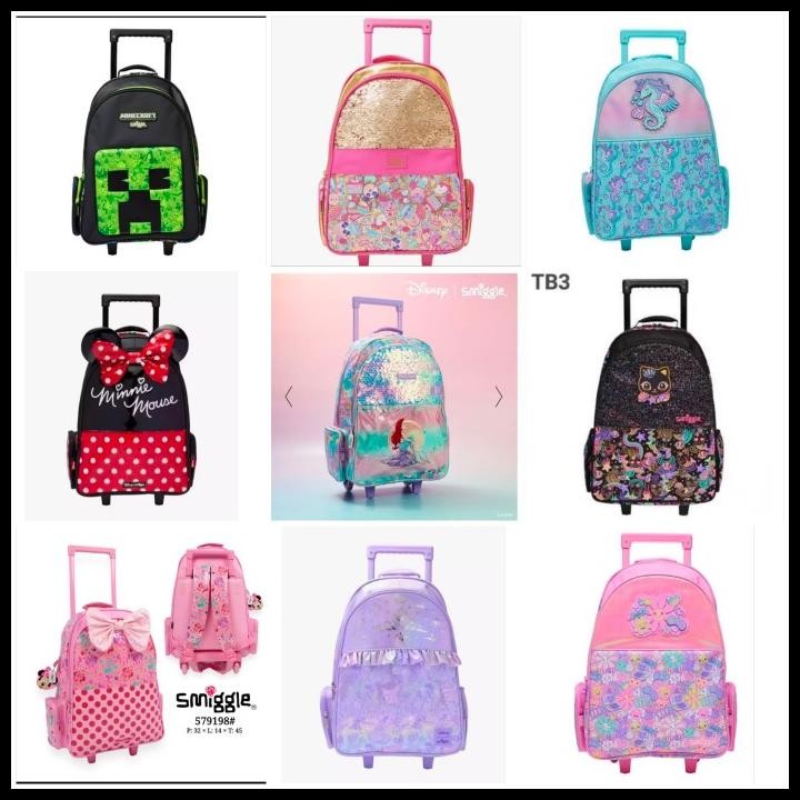 Terlaris Tas Dorong Smiggle / Tas Koper Anak/ Tas Trolley Backpack Cewek-Cowok Best Seller