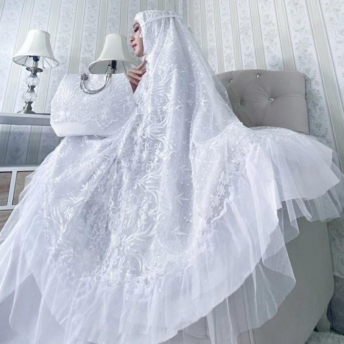 Sale Mukena Dewasa Putih Brukat Mewah