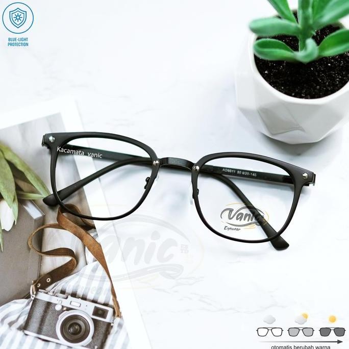 new kacamata fashion pria wanita frame kotak photocromic antiradiasi vnc6011