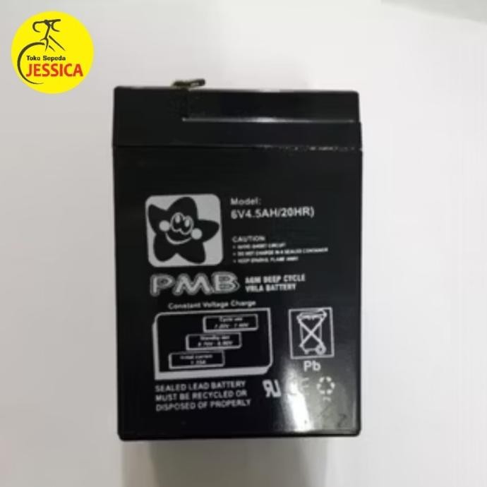 AKI MOTOR DAN MOBIL AKI 6V 4.5AH 6 VOLT 4.5 AMPERE MERK PMB 2904T