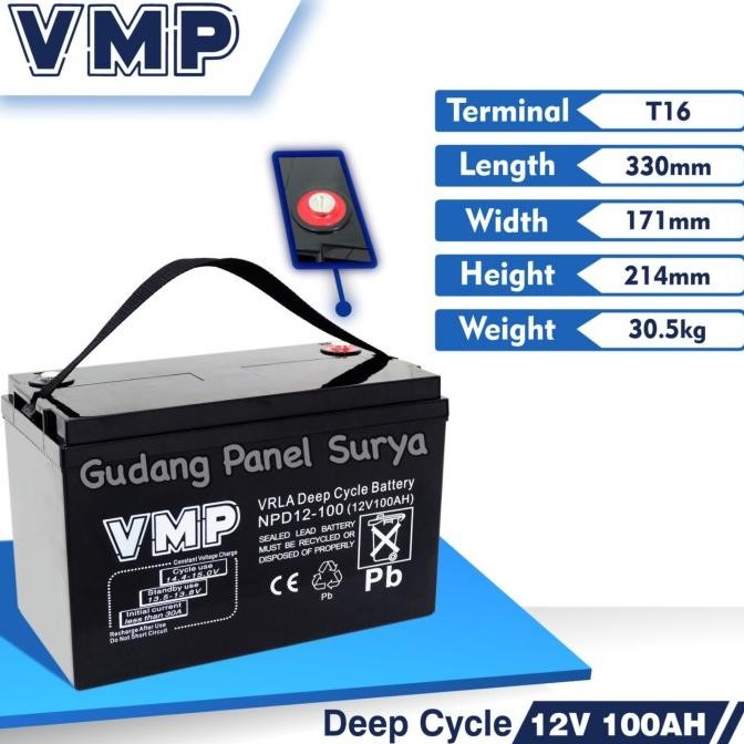 Sale Aki Battery Accu Vmp 12V 100Ah Baterai 12V 100Ah Aki Kering