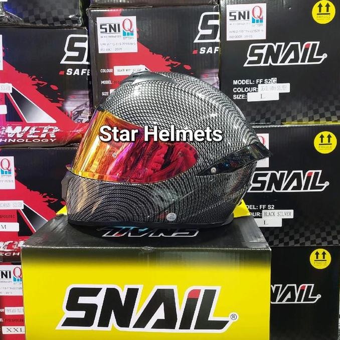 HELM SNAIL FFS2 CARBON GLOSSY IRIDIUM FLAT VISOR + SPOILER 3D 2904T