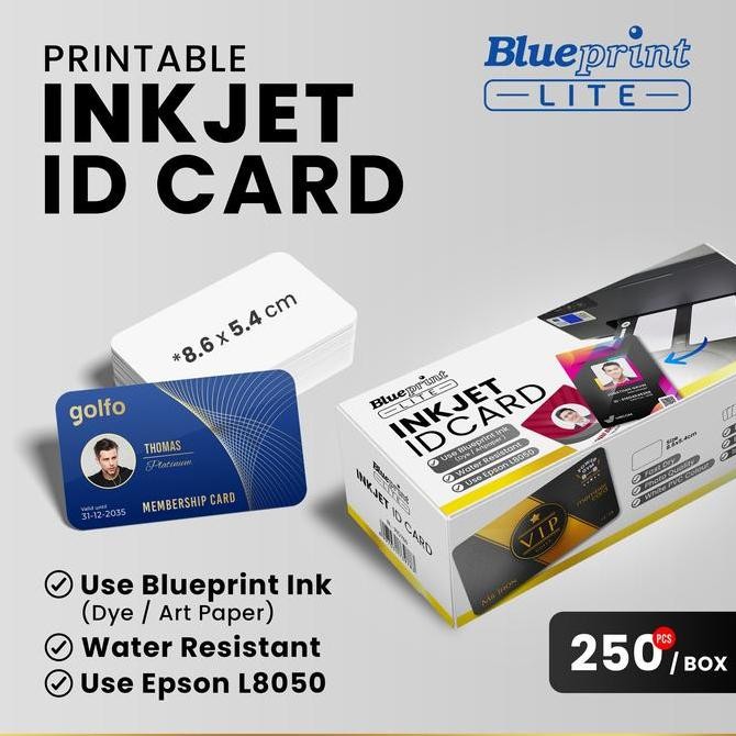 Kartu PVC inkjet ID Card Blueprint Polos 8,6 x 5,4 Cm Blank Card