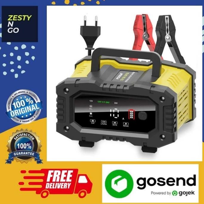 Sale Foxsur Charger Baterai Aki Mobil Motor Portable 10A 150W 12/24V