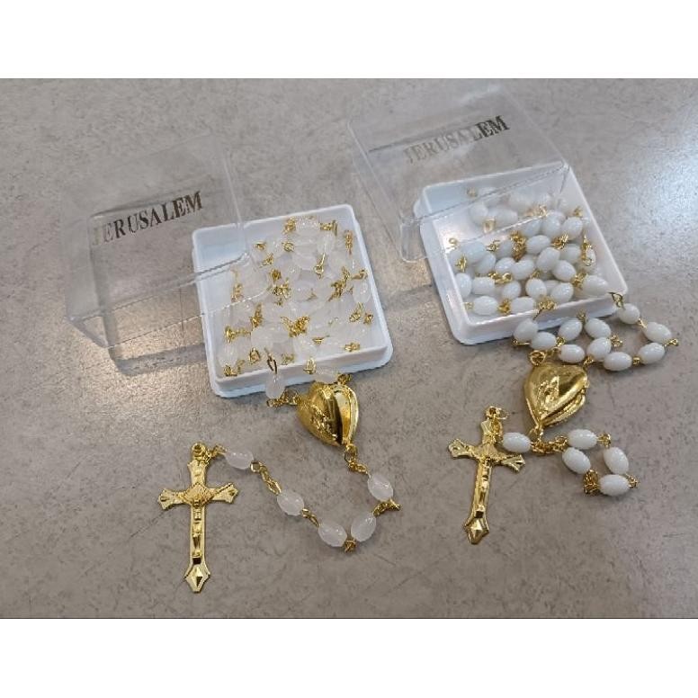 ryu-56 JPF-1015 Rosario Oval Love Jerusalem 8mm + Box Jerusalem Lux - Rosario Oval - Kalung Rosario 