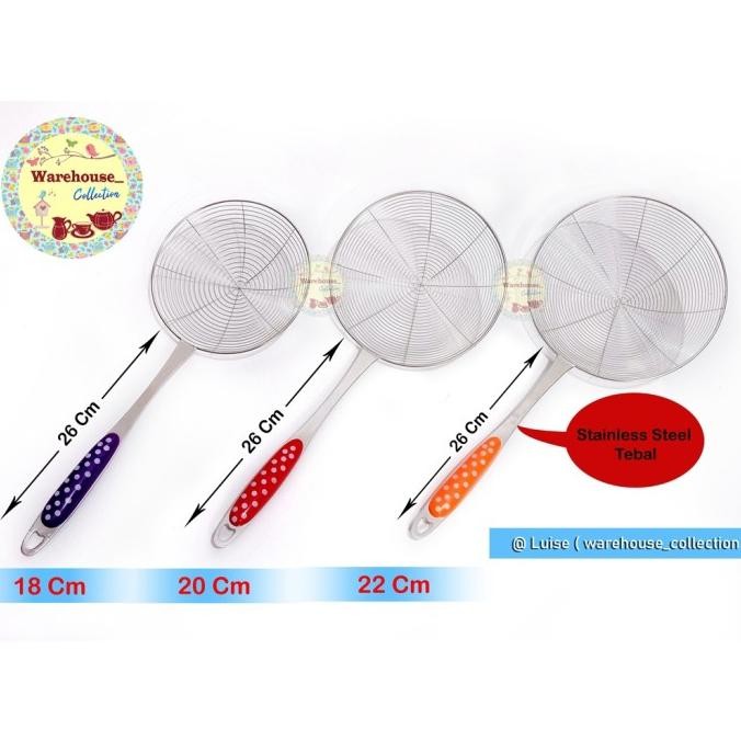 Serok Parabola Polkadot Stainless Tebal / Serok Penggorengan Stainles