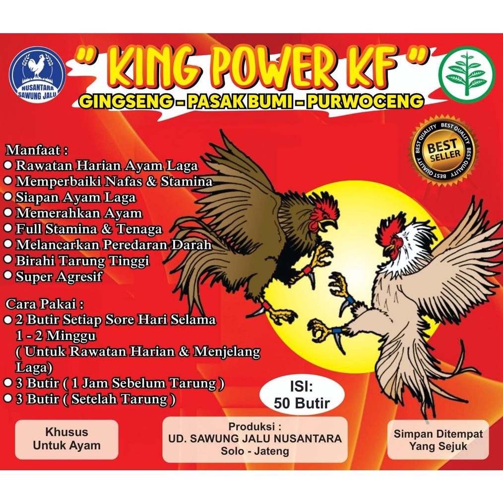 rwe-45 TERLARIS KING POWER KF SAWUNG JALU 1 RENTENG ISI 10 SACHET JAMU VITAMIN DOPING SUPLEMEN AYAM 