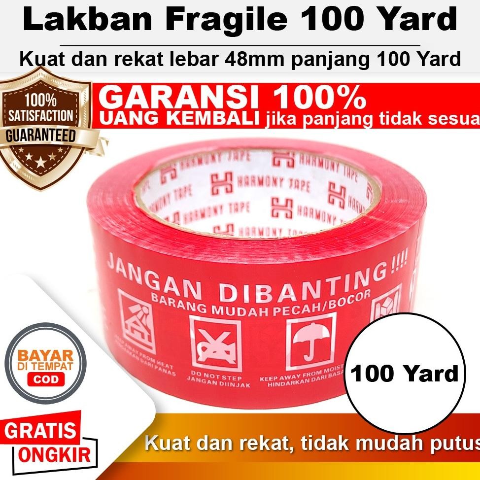 

Rhh-1823 Harmony Lakban Fragile 100 Yard 48Mm Pecah Belah Jangan Dibanting Mudah Pecah Bocor - Merah