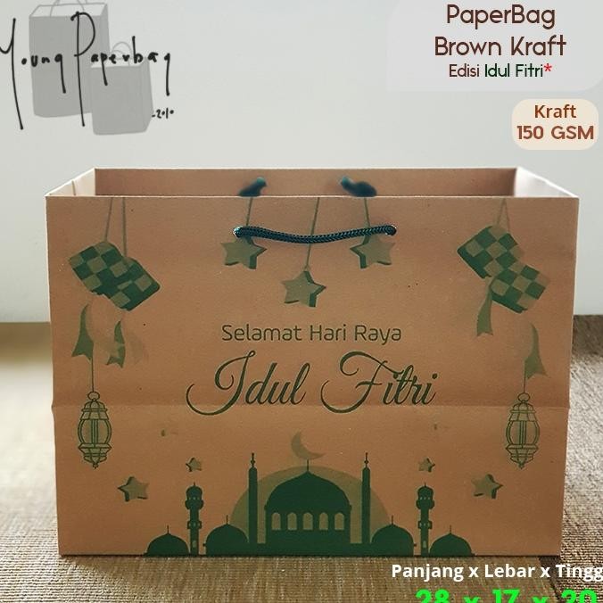 

Super Sale Paper Bag / Tas Kertas Idul Fitri Hampers Lebaran Uk. 28X17X20 Model Landscape (1 Lusin)