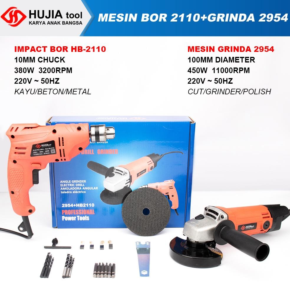 HUJIA Mesin Gerinda 4inch Electric Angle Grinder 450W Multifunction Mesin Potong dengan Dua Pemoles 