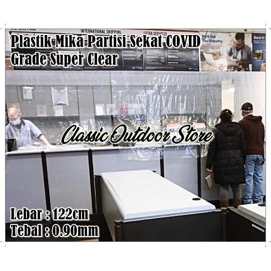 

Plastik Mika Bening Sekat Kasir Covid / Pembatas Jarak 122cm 0.90mm