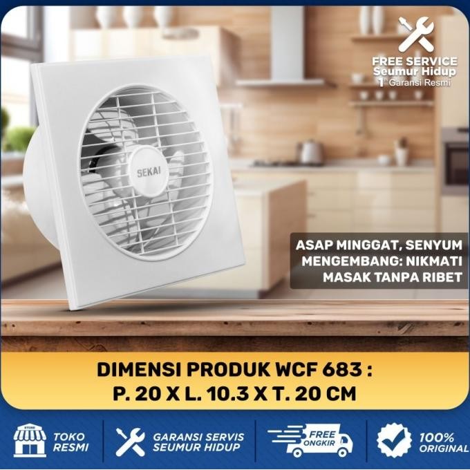 Promo Sekai Exhaust Fan Dinding / Plafon / Kaca | Wcf683 / Wcf883 - Kipas Angin Hexos 6 Inch / 8 Inc