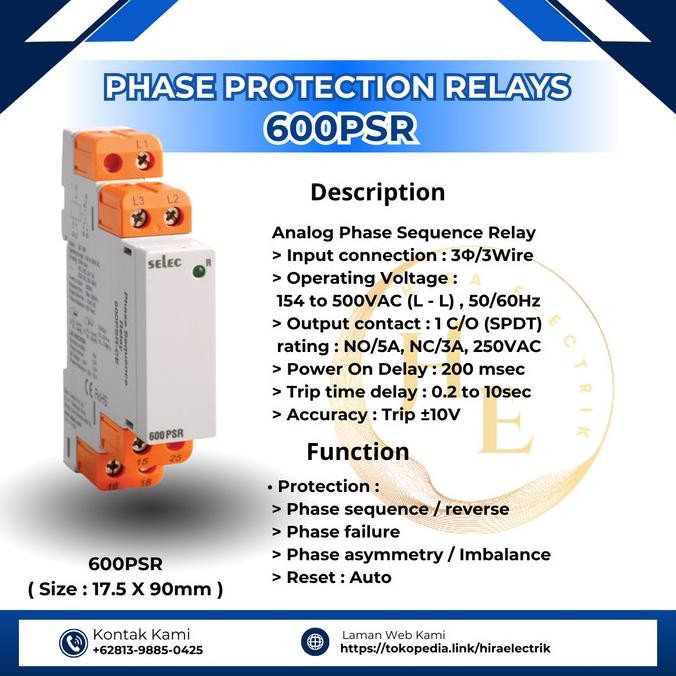 Analog Phase Sequence Relay 600Psr Selec Pfr Relay Asli
