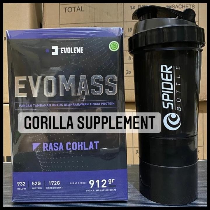 Terlaris Evomass + Shaker Evo Mass 2Lbs 2Lb 912 Gram Evolene 1Kg 1 Kilo Good Quality