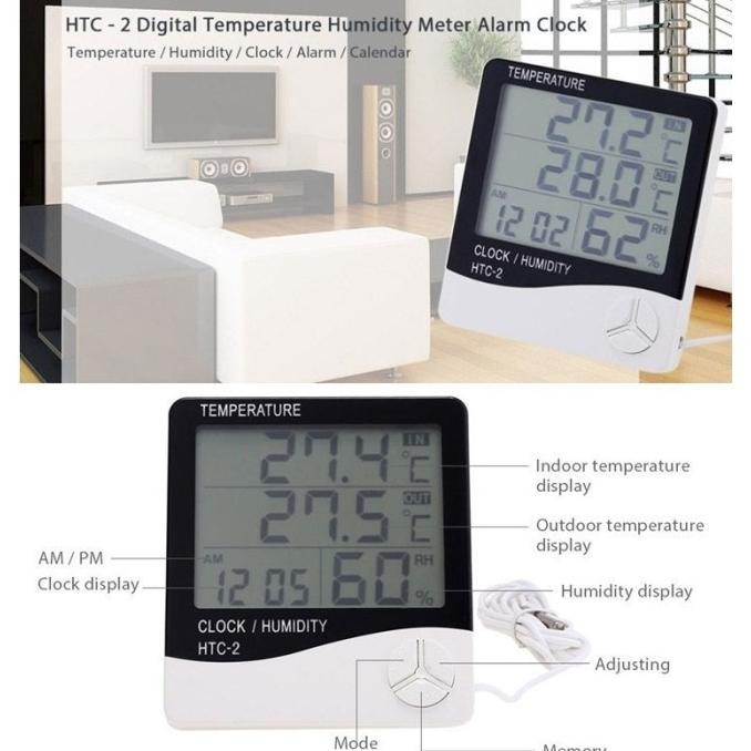 HTC 2 Thermo Hygrometer Temperature Meter / Alat Cek Suhu Ruangan Ori