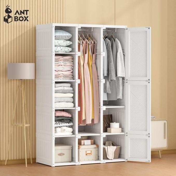ANTBOX Lemari Pakaian Putih Susun Plastik Minimalis Lemari Baju