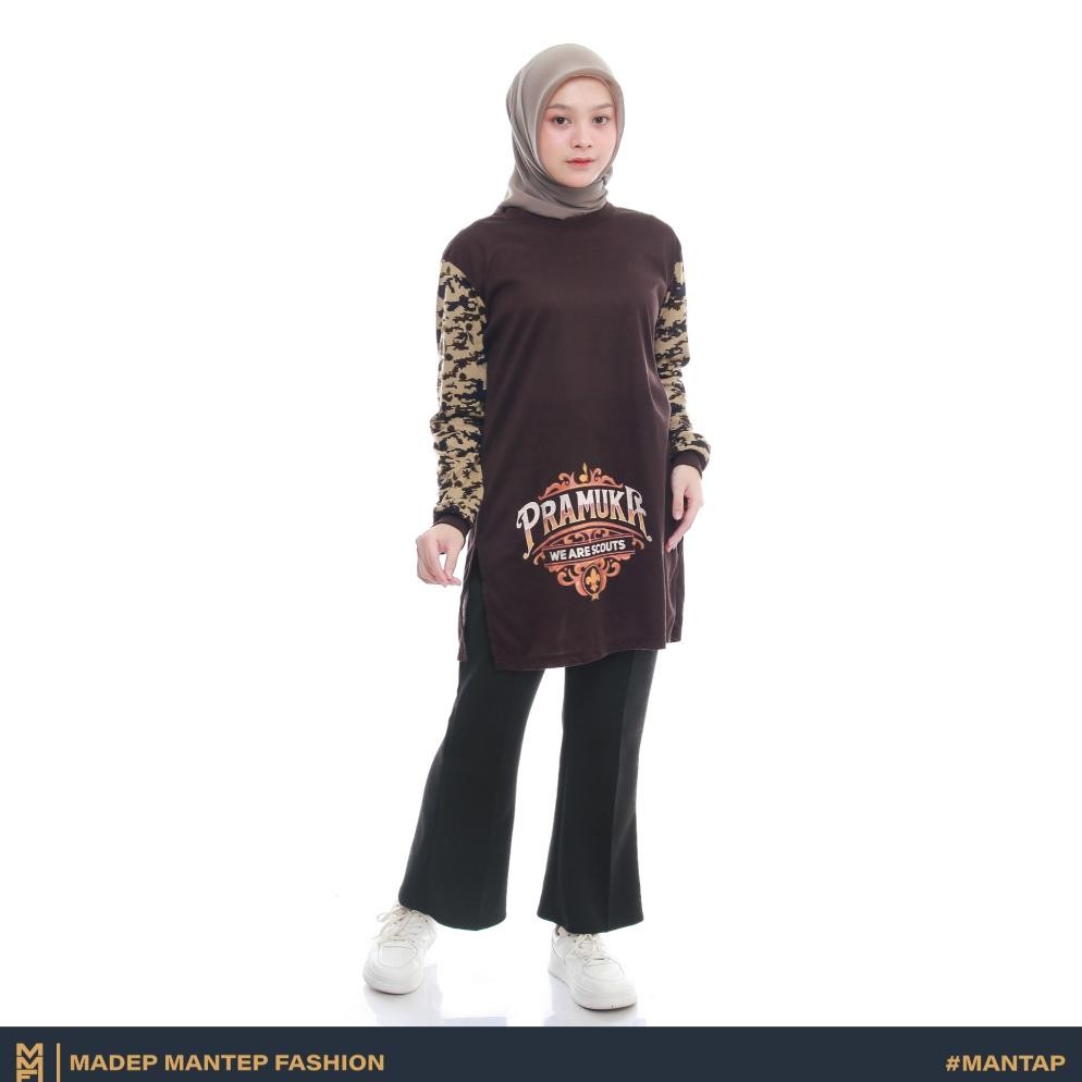 Kaos Pramuka Tunik Wanita Terbaru Kaos Pramuka Wanita Lengan Panjang Loreng Pramuka Kegiatan Pramuka
