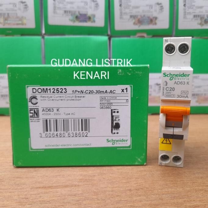 Elcb Rcbo Slim Domae 1P 20A Schneider Premium