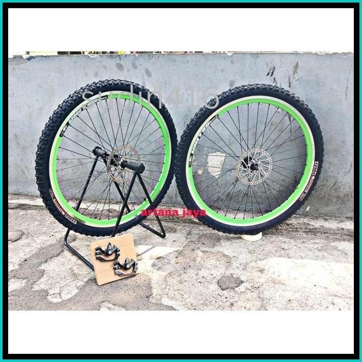 RODA SEPEDA 26X2.10 SWALLOW SEPASANG VELG SEPEDA SUDAH DI PASANG BAN 26X2.10 SWALLOW  WHELLSET 26 DO