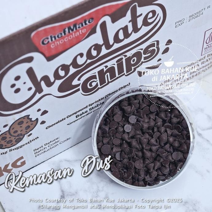 

Chefmate Chip Dark 1kg Cokelat Compound Chocolate Chips Chocochip liquid
