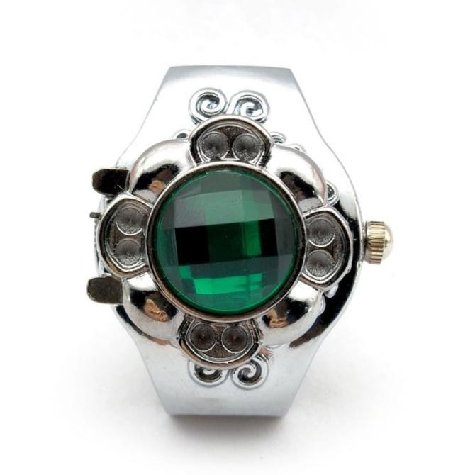 Cincin Jam Tangan Pria Wanita / Jam Cincin bentuk Bulat Batu Akik Premium / Jam Antik KLM
